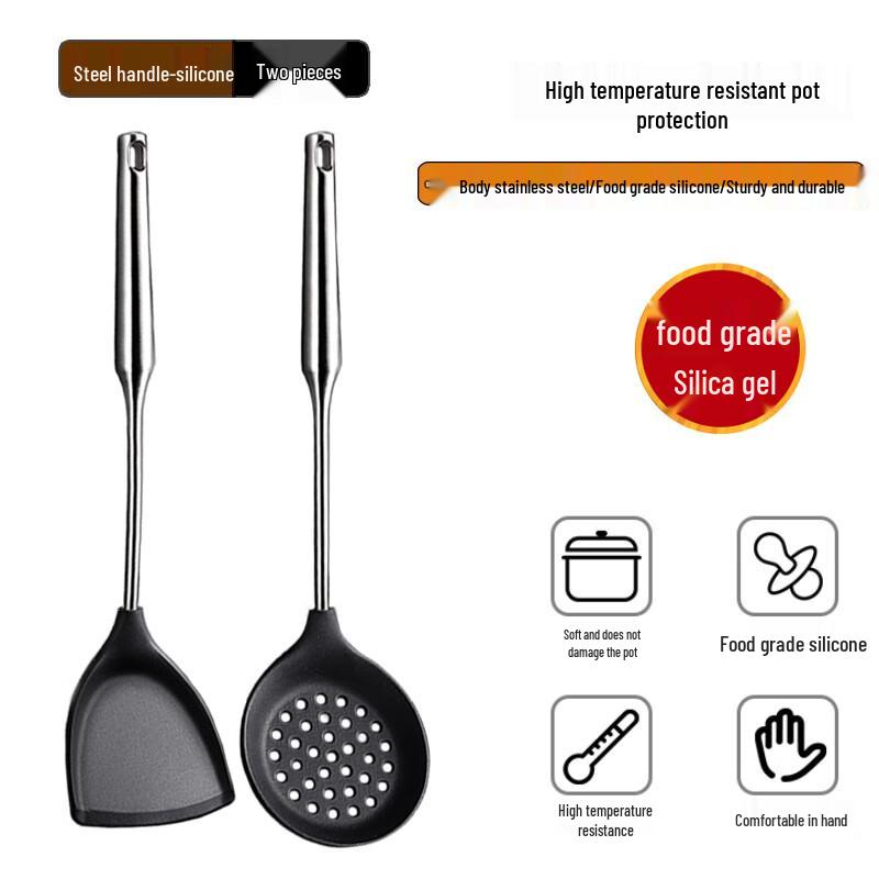 Heat-Resistant Silicone Spatula & Slotted Spoon Set