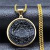 1Pc Seven Archangels Medal Stainless Steel Glass Necklace Solomon Talisman Necklace Protective Jewelry Medal