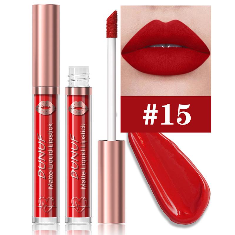 DUNUF 18 Farben Mattes Samt-Lippenstift Wasserdicht Langanhaltend Nude Matt Lipgloss Klar Feuchtigkeitsspendendes Lippenöl für Damen Make-up