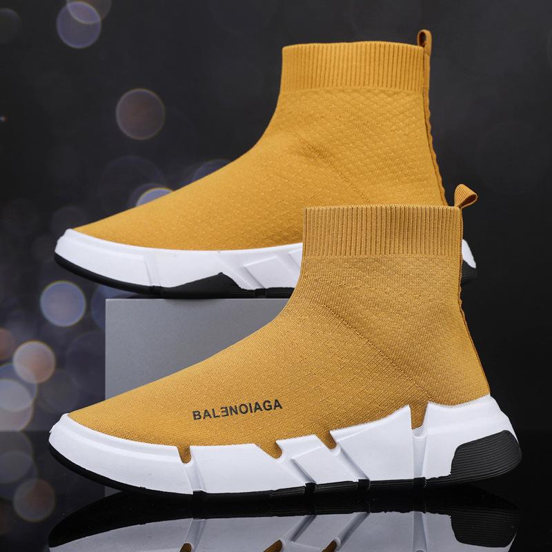 

Летняя мужская обувь новая сетчатая вязаная обувь-носки мягкая подошва дышащая беговая спортивная обувь модный тренд универсальная 45 хаки