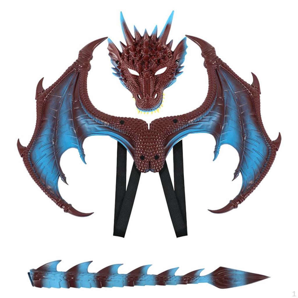 Children Dragon Wing Costume Dinosaur Tail Mask Set Kids Party Costumes Accessory
