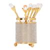 6Pcs Coffee Spoons Set with Holder Zinc Alloy Gold Dessert Spoons Mini Tea Spoons Set for Fruit Stirring Mixing Sugar