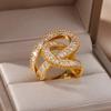 Zircon Rings For Women Open Stainless Steel Ring  Trend Luxury Aesthetic Wedding Jewelry Freeshipping Items Anillos Mujer