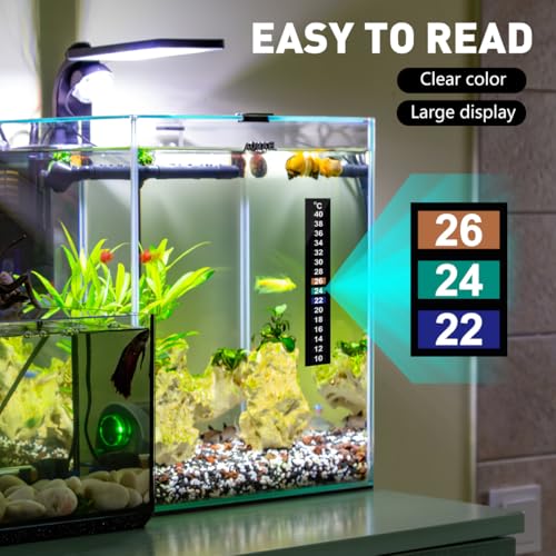 POPETPOP Water Thermometer Stickers, 10-Piece Set, LCD Color-Changing Temperature Measurement Strips for Aquariums, Aquariums, and Magazine Temperatur