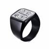 Mens Stamp Ring,Black Stainless Steel Letter Ring Chunky Ring,Rock Punk Jewelry Gift for Him
