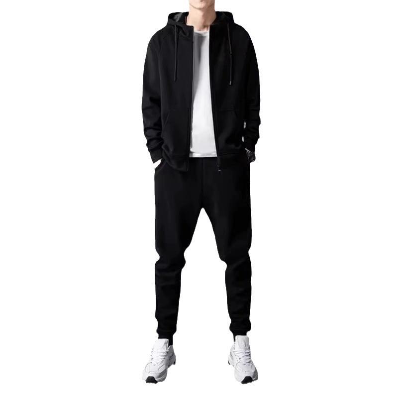 Men's Casual Sports Hoodie and Sweatpants Set - Spring/Autumn Outdoor Zipper Cardigan