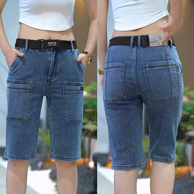 

Мужские модные джинсовые шорты средней длины с шестью карманами - Летняя одежда, Универсальные, Свободные, Эластичные брюки 7/8 30 [57.5-62.5 kg]