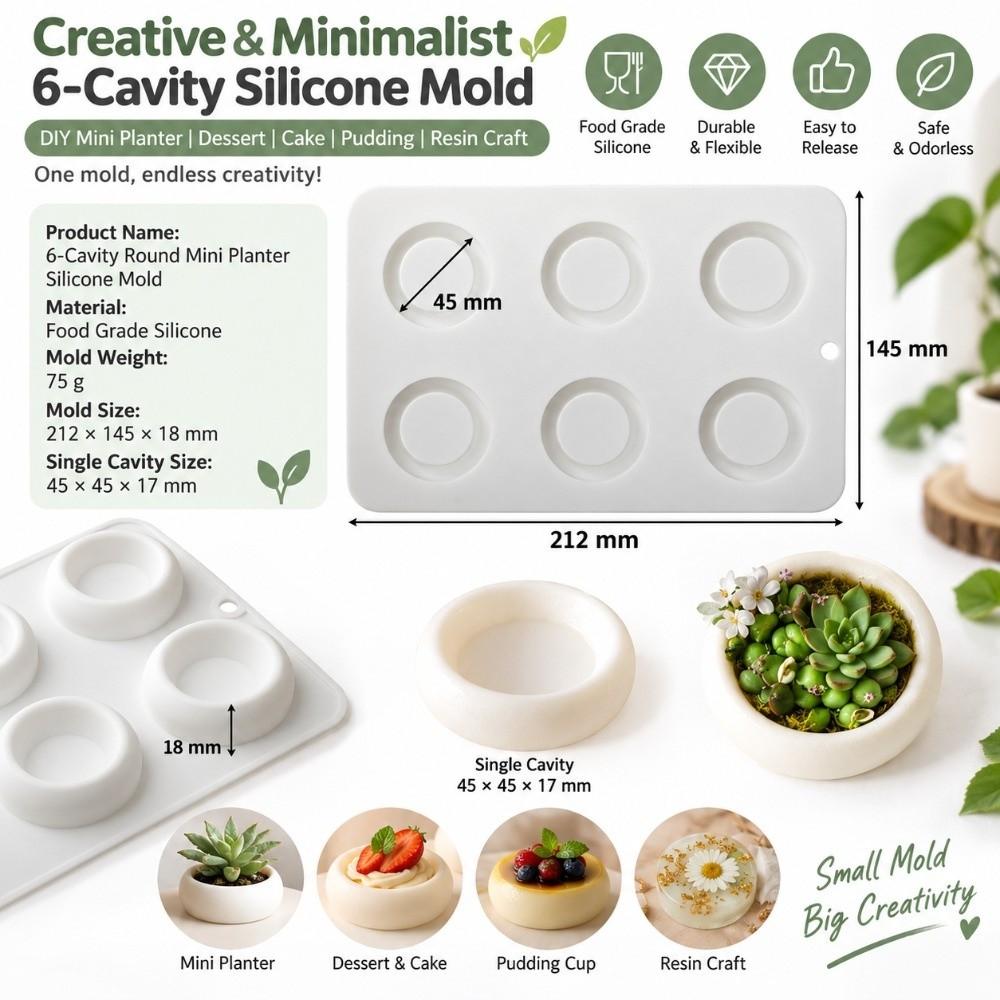 Round Bonsai Silicone Mold 6 Cells Silicone Cake Mold Food Grade Pudding Cup Mold  Kitchen Supplies