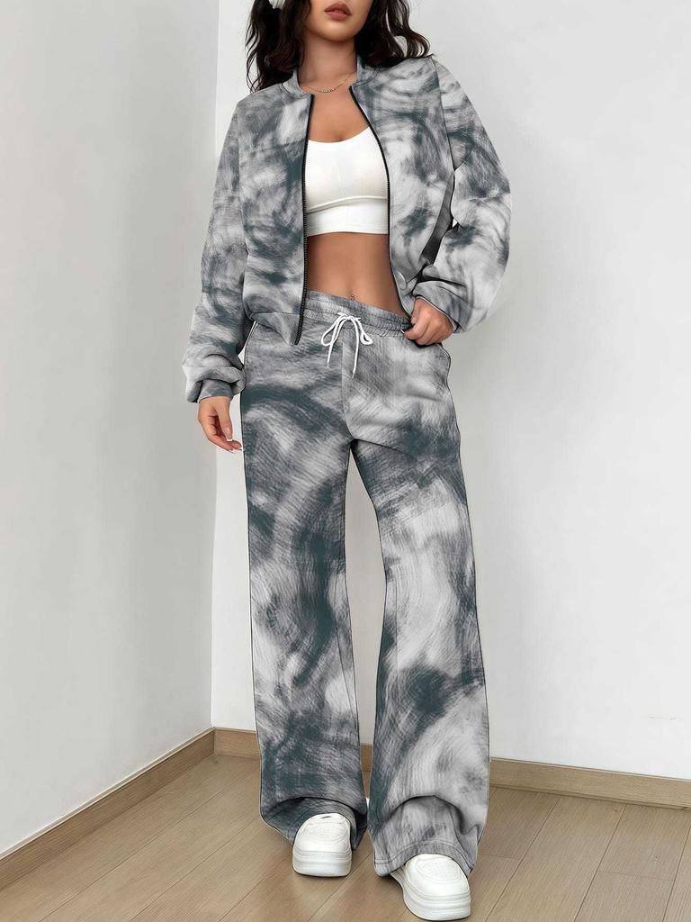 Flame Pattern Splicing Autumn And Winter New European And American Women'S Clothing Retro Pattern Printing Suit Women