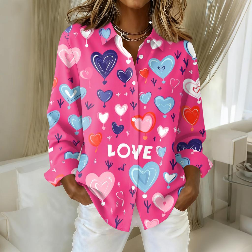 Women's Buttoned Long Sleeved Casual Regular Shirt With Collar Top