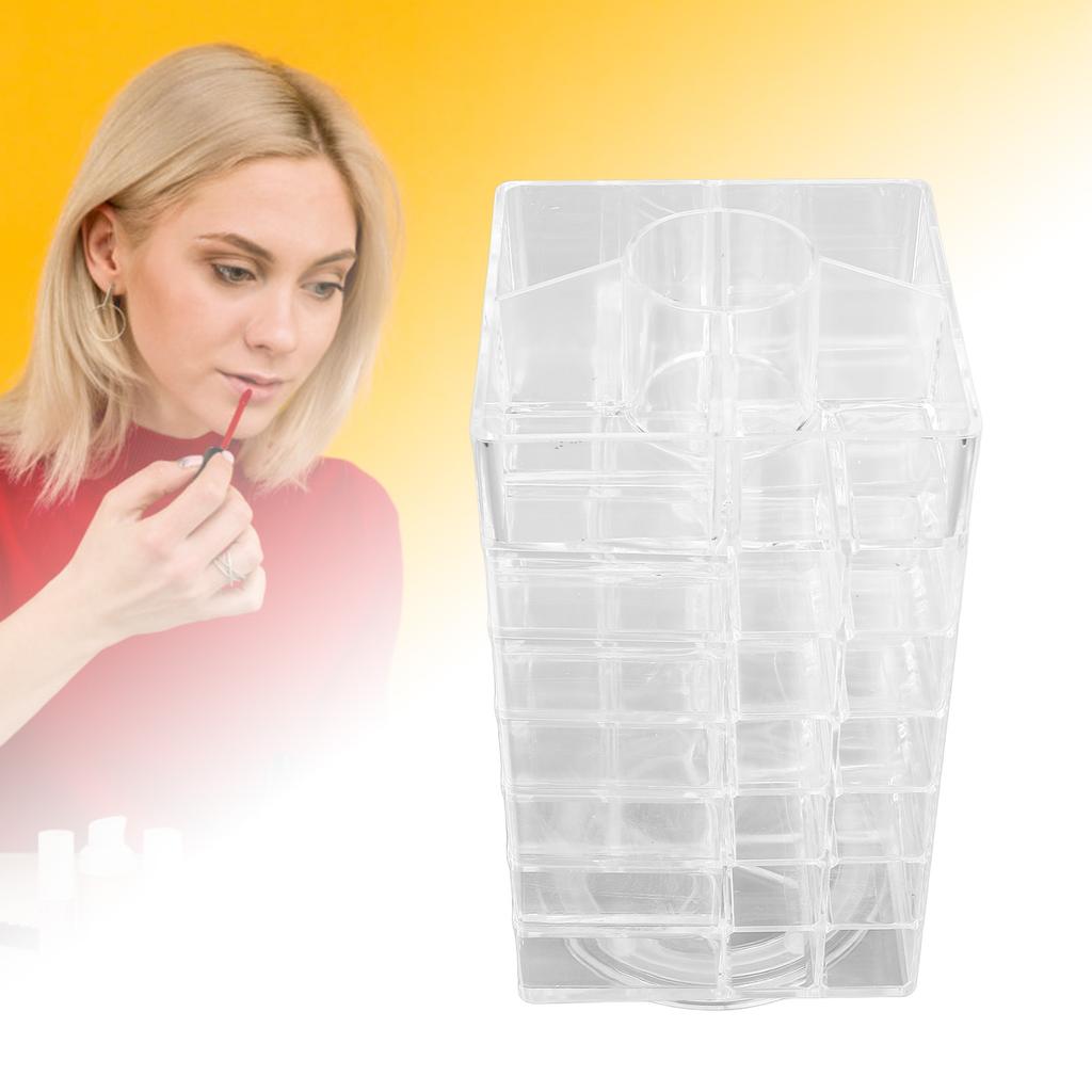 Cosmetic Lipstick Tower 360 Degree Rotating Display 53 Slots Large Capacity Lip Gloss Storage Organizer Transparent