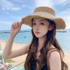 Women's Japanese Style Frayed Edge Straw Hat Fashionable Ribbon Bowknot Sun Protection Hat for Seaside Casual Vacation Beach Sunshade Bonnet