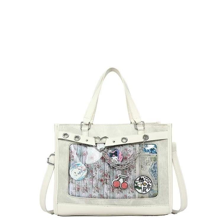Large Capacity Minimalist Handbag Zipper Pocket Adjustable Straps Teens Travel