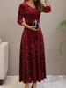 Spring Autumn New Style Elegant High-End Evening Gown Velvet Midi Dress for Women