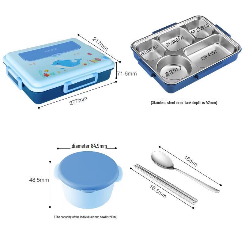 

TAFUCO 316L Stainless Steel 5-Compartment Lunch Box Set