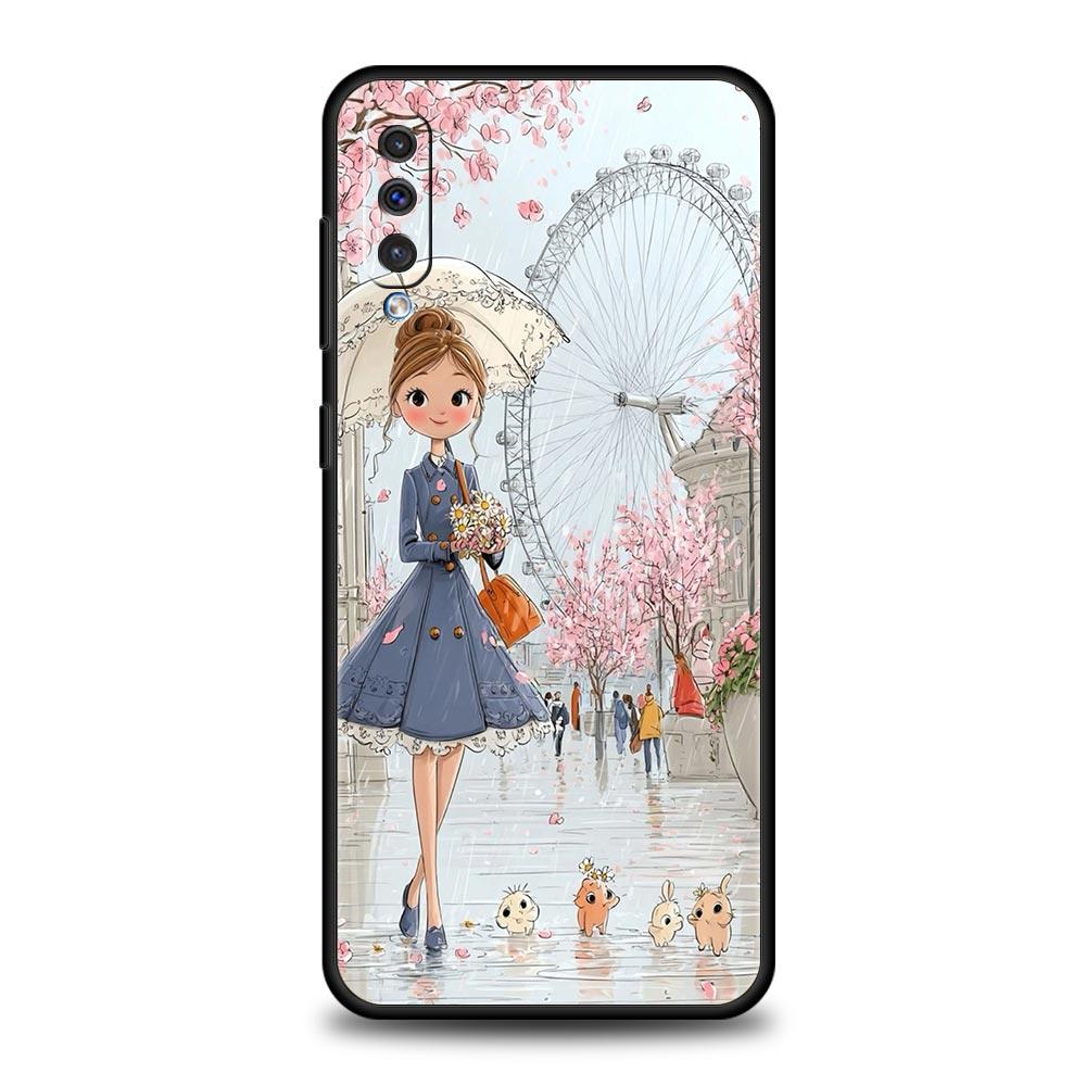 Cartoon Girl Phone Case for Samsung Galaxy A56 A36 A26 A16 A34 A24 A42 A22 A20 A12 A40 A30 A10 5G Soft TPU Cover Shell Funda Bag