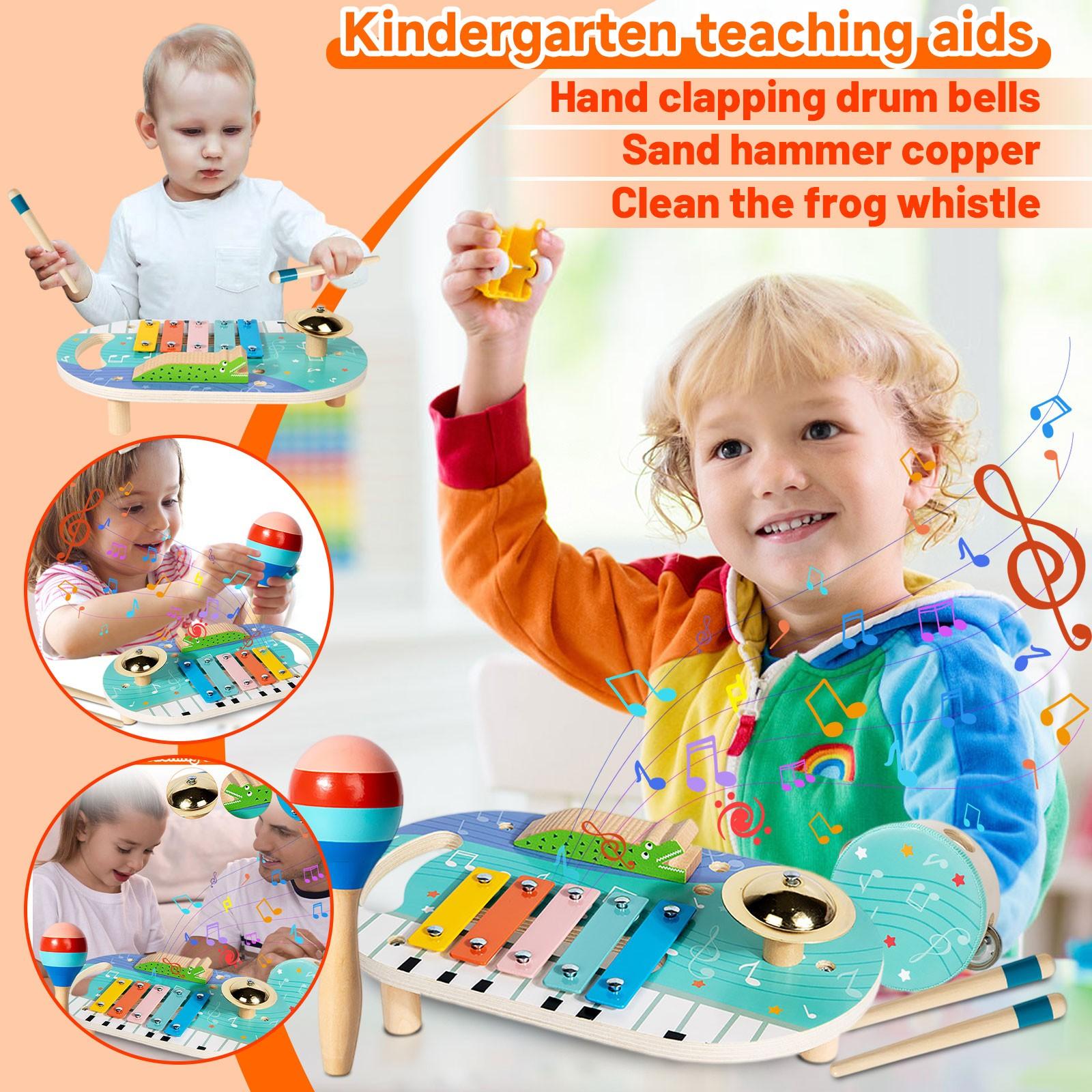 

Игрушки-перкуссионные инструменты, ручные хлопающие барабаны с колокольчиками, шейкеры, медный шуршащий инструмент для трения, набор из четырех предметов One Size