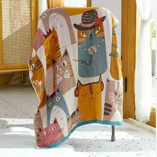 Pure Cotton Multi-Layer Gauze Blanket & Towel - Extra Large, Multipurpose use for Bath, Sofa, or Nap.