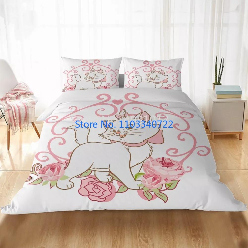Cute Marie Cat Cartoon Bedding Sets Duvet Cover Set 3D Print Comforter Cover Bedclothes for Boy Girl Bedding Sets Bedroom Decor