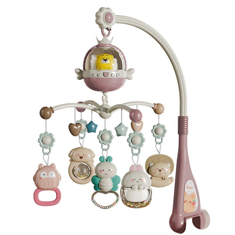 Newborn Baby Plastic Music Mobile Soothing Hanging Toy with Automatic Rotation Bedside Rattle for 0-6 Months