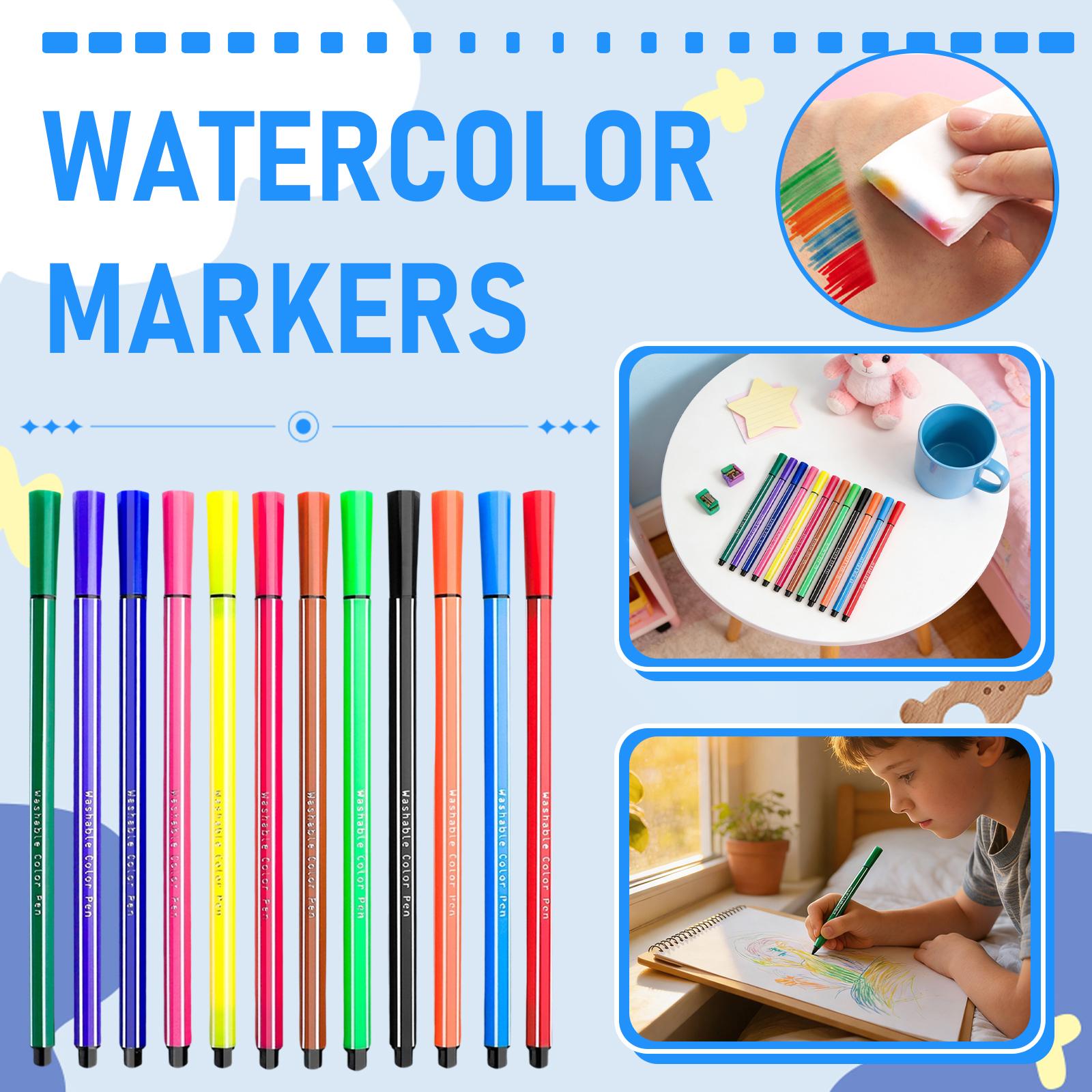 

Children s Painting Colored Pencils Soft Brush Head 12 Colors 20ml One Size рожевий