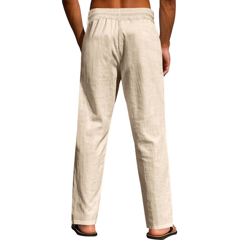 Men's European & American Linen Summer Pants - Breathable, Casual, Loose, Wide Leg, Straight Fit.