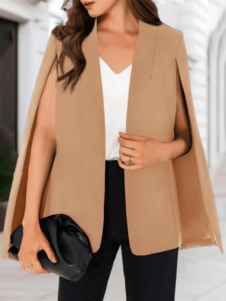 Blazer Mantella da Donna Aperto Davanti Manica Spaccata Elegante Cappotto da Ufficio