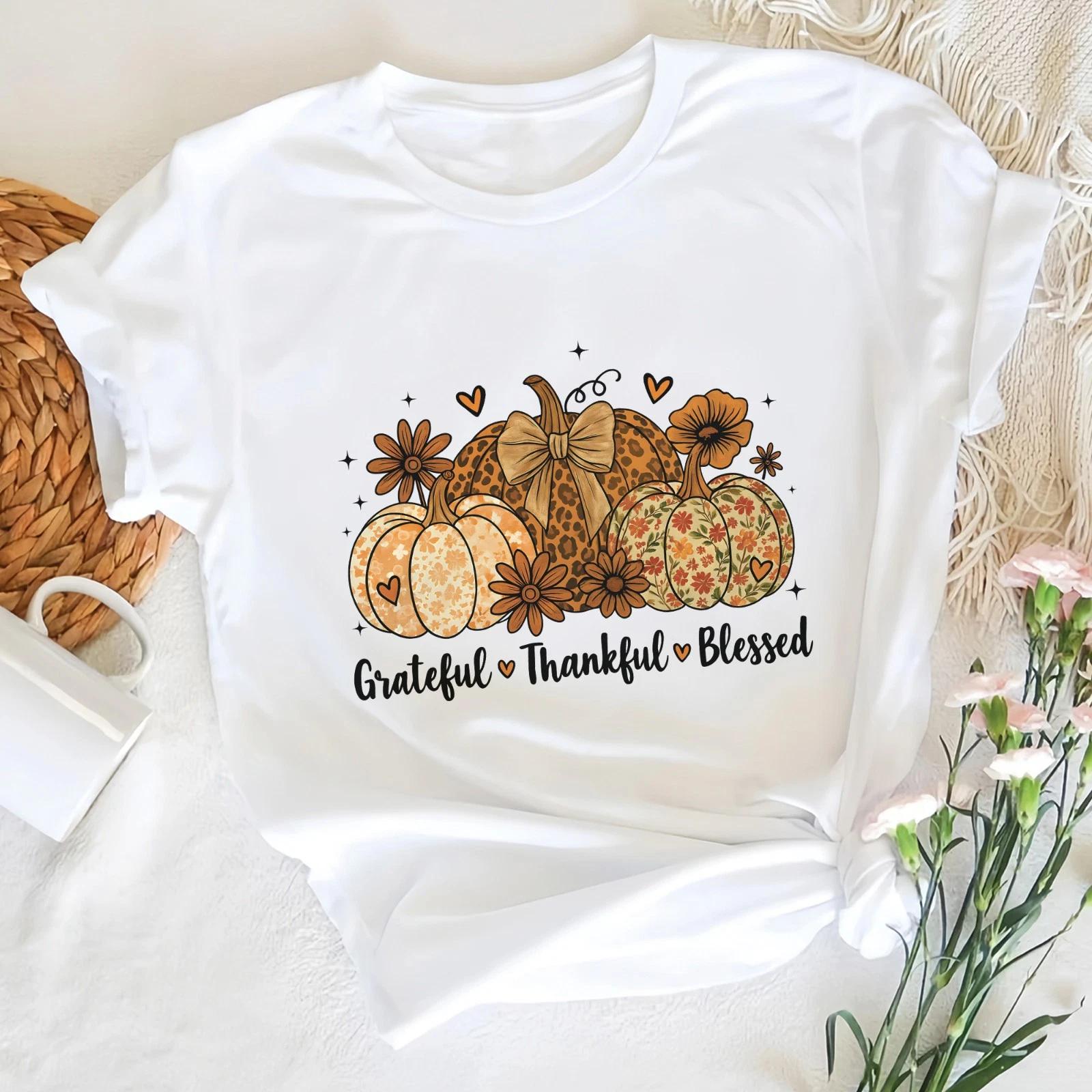 Floral Fall Pumpkin Grateful Thankful Blessed Christian Thanksgiving Shirt Gift 2XL