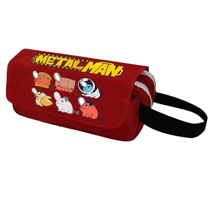 Chainsaw Man Pencil Case Cartoon Anime Stationery Organizer Double Zipper Large Capacity Students