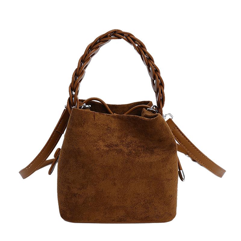 Go Out Handbag Women 2025 New Retro Suede Shoulder Bag Niche Commuter Versatile Messenger Bucket Bag