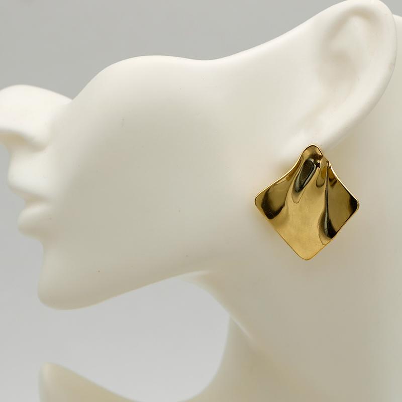 Stainless Steel Hammered Post Earrings For Women Fashion Zircon Daily Accessories Wholesales Gifts Geometric Punk Trendy MQF003