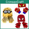 Stylish Children's Spiderman Minions Knitted Hat And Gloves Winter Warm Suit