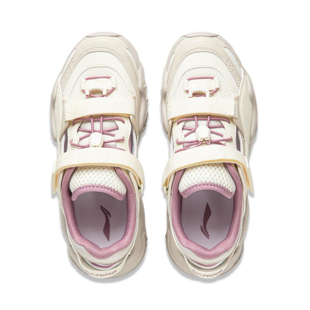 Li Ning Chuan You Comfortable Versatile Thick Sole Height Increasing Shock Absorbing Wear Resistant Low Top Casual Shoes Women sneaker AGCU184-4