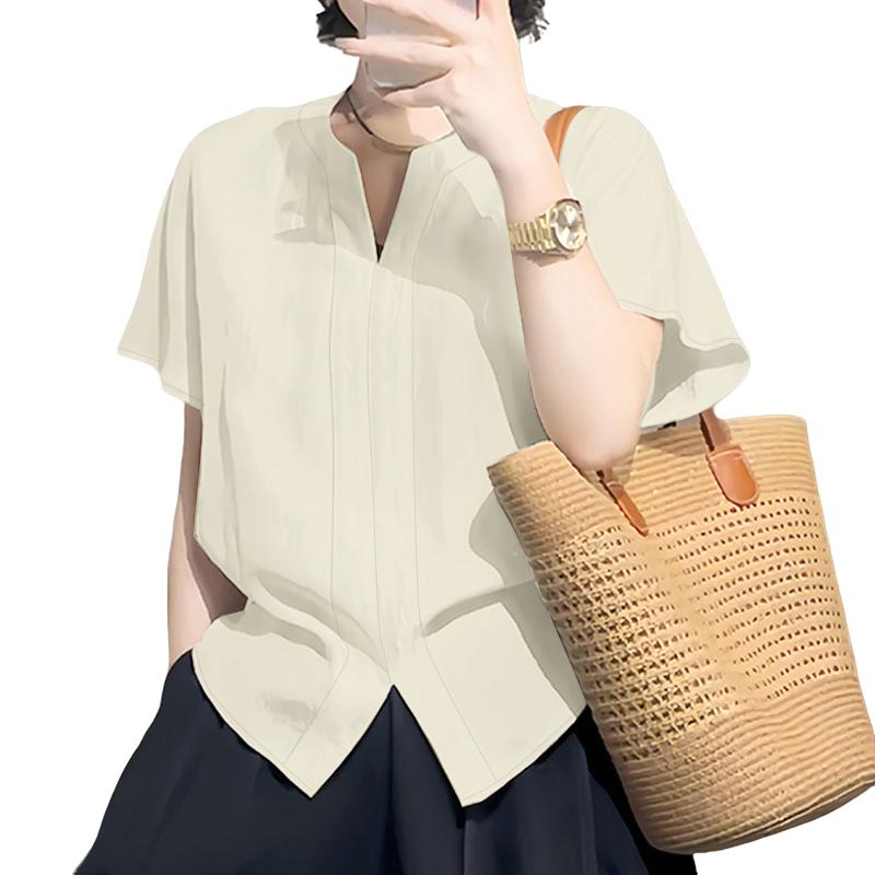 ZANZEA Women Casual V-Neck Loose Summer Short Sleeve Blouse