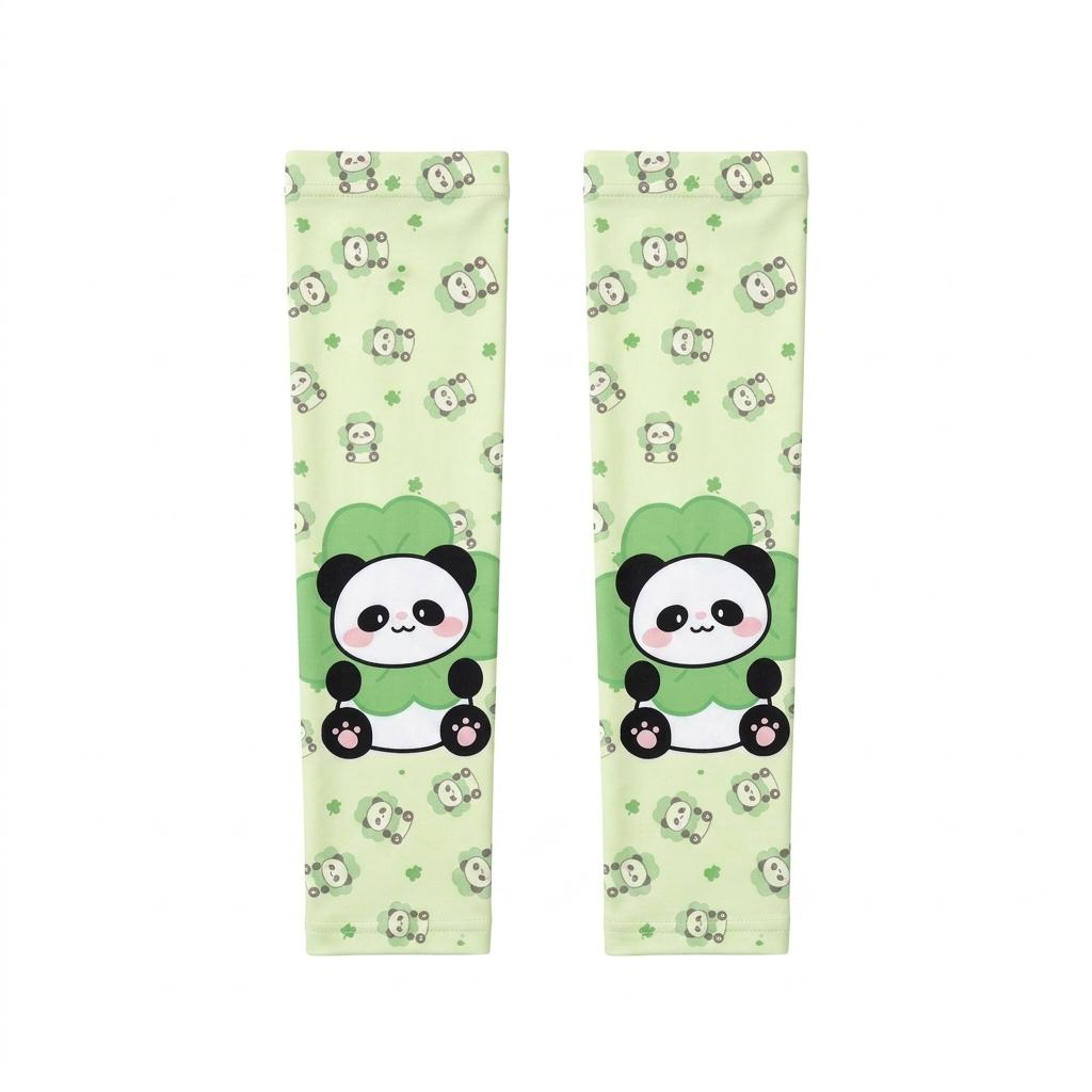 Cartoon Kids Ice Silk Sun Protect Arm Sleeves UPF 50+ Breathable Cat Panda Print Arm Sleeves for Kids Summer Outdoor Hiking