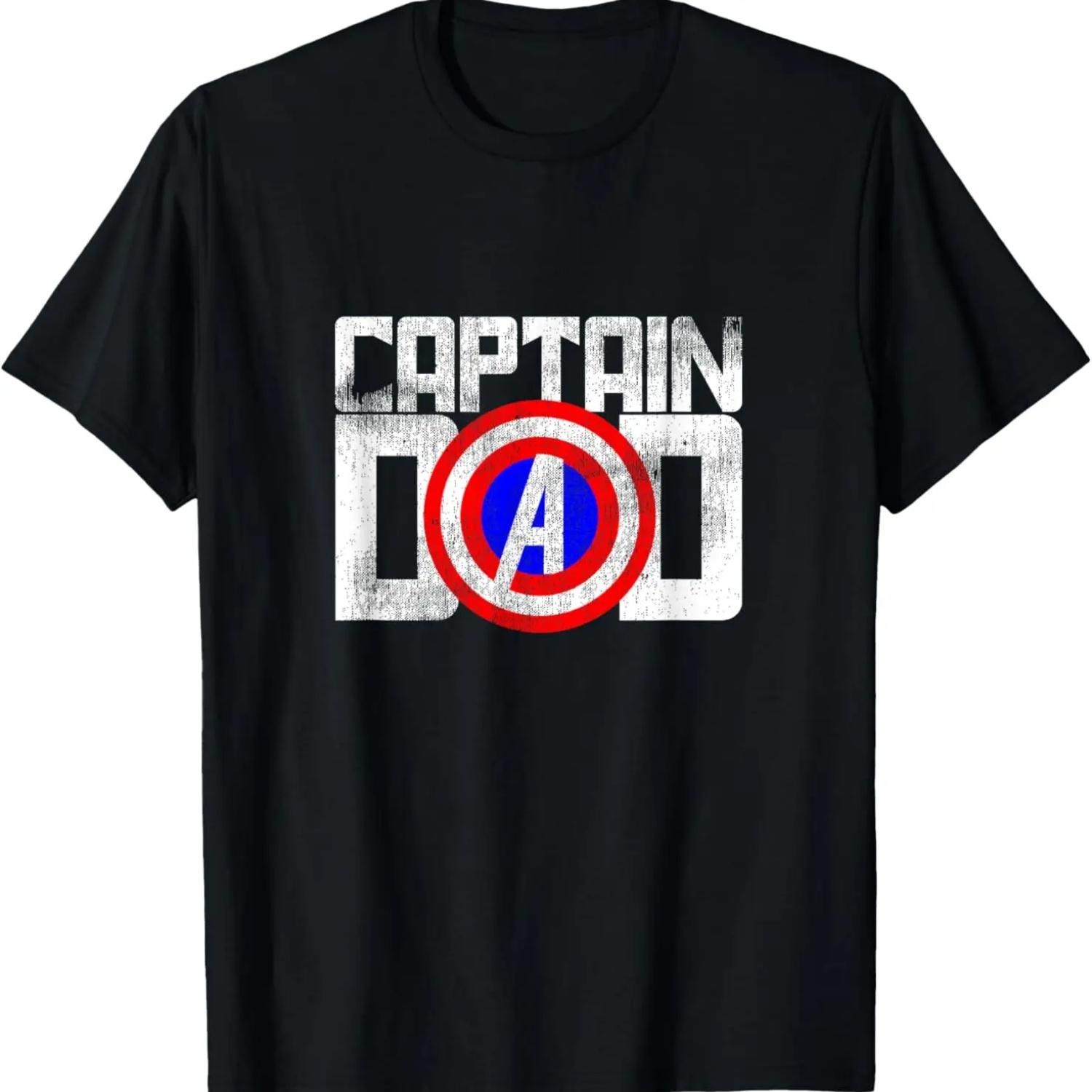 

Distressed GiftFor Dad Birthday Captain Shield Superhero T-Shirt XXXXXL