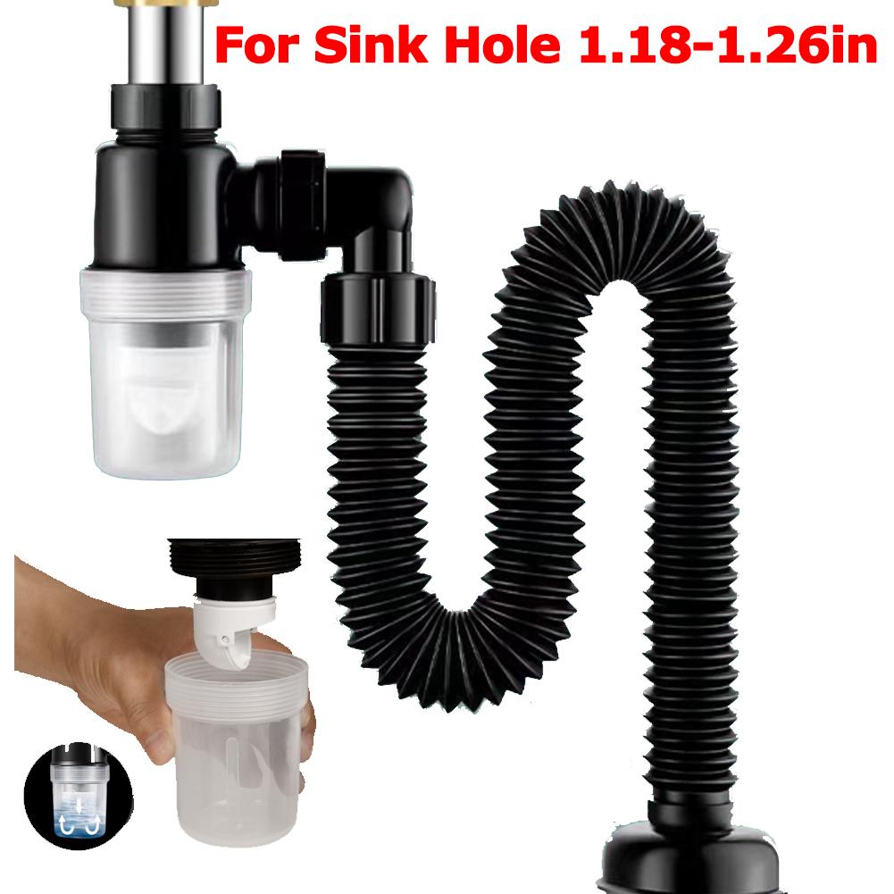 Anti-Odor Kitchen Sink Drain Pipe Retractable Deodorizing Filter Downspout Bathroom Anti Clogging Washbasin Kitchen Accessories