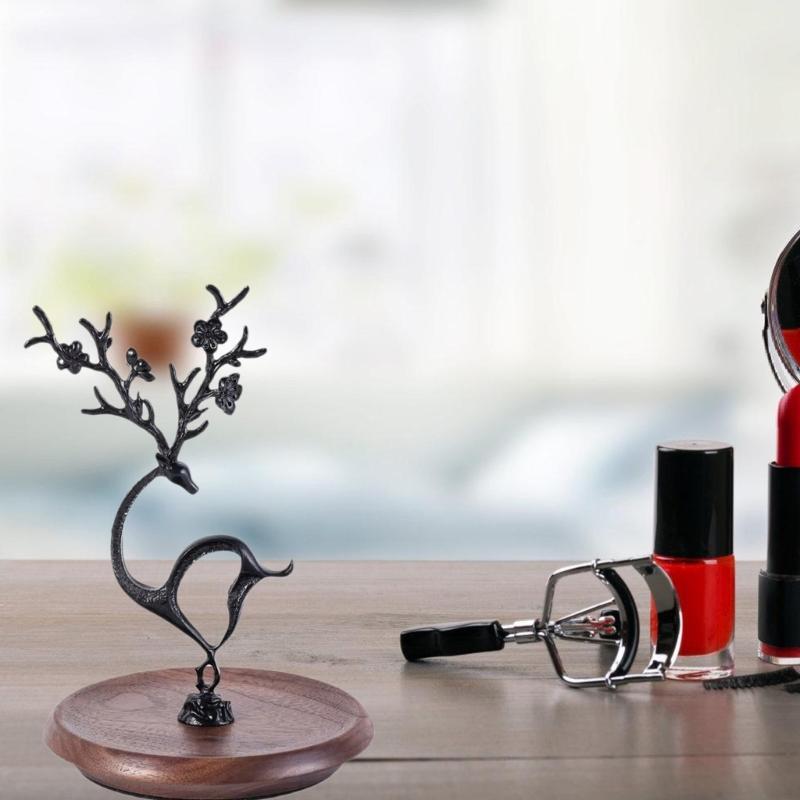 Elegant Deer Desktop Jewelry Organizer Decorative Multi Layer Storage Rack for Necklaces Earrings Bracelets and Rings