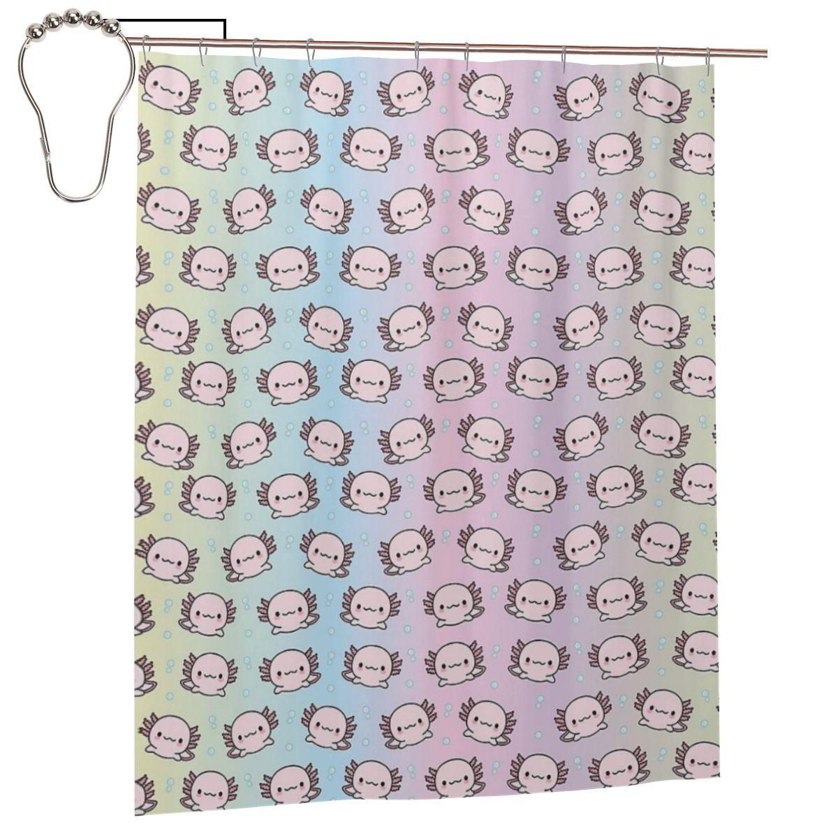 

Cute Axolotl Backpack Shower Curtain Bathroom Polyester Waterproof Bath Curtains With Hooks W60H190(CM)-1 Pcs