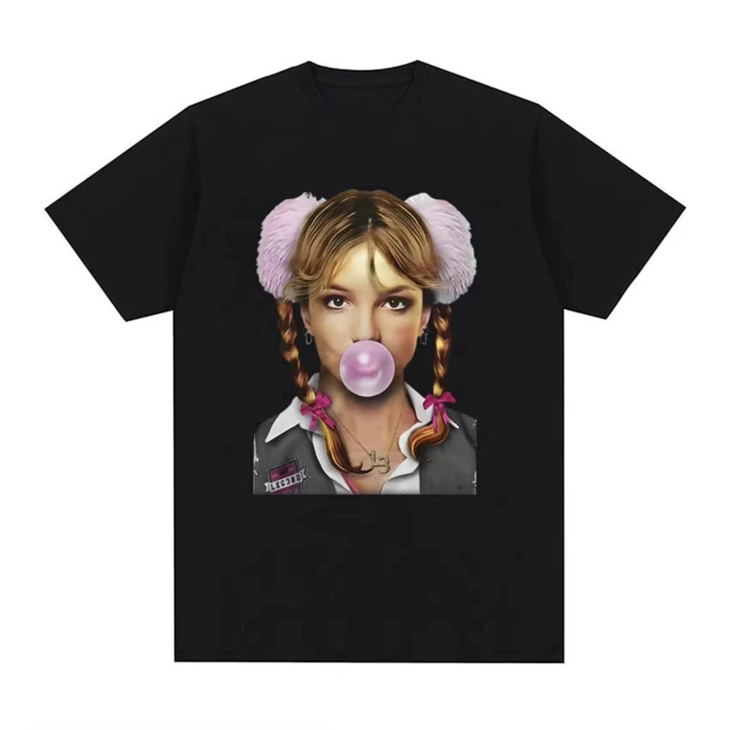 

Singer Britney Spears Bubblegum Graphic T Shirt Men Women High Quality Vintage T Shirts O-Neck Oversized T-shirt Tops Streetwear S разноцветный