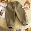 Children's Fleece-Lined Pants Winter New Boys Thickened Baby Warm Girls Long Pants Sports Pants Kids Pants
