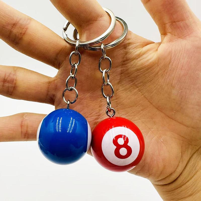 Creative Billiard Pool Keychain Table Ball Key Ring Lucky Black No.8 Key Chain 25Mm Resin Ball Jewelry Gift
