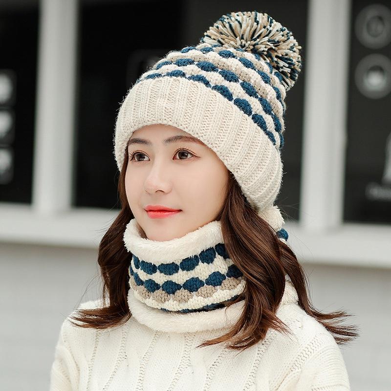 Wintermode Baumwolle Strickmütze & Schal Charme Frauen Weiche Kappen Outdoor Sport Hüte