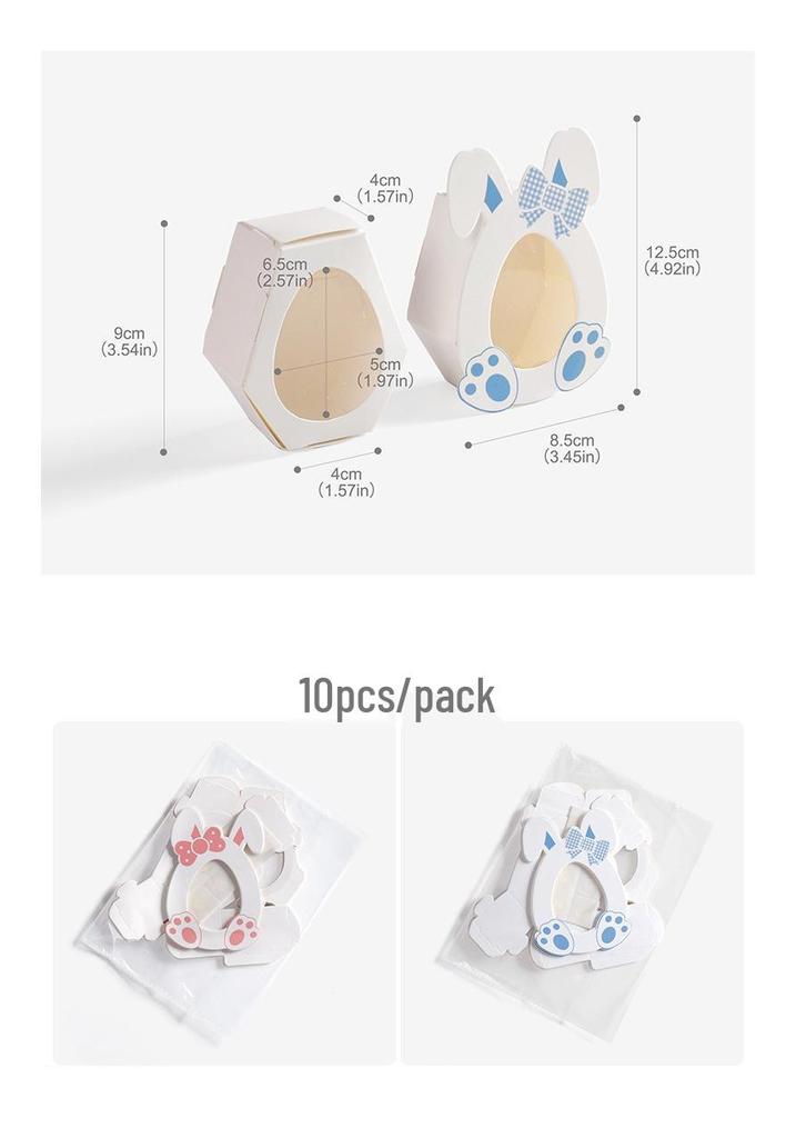 Easter Rabbit Cartoon Candy Box - DIY Foldable Transparent Gift Boxes (10 pcs)