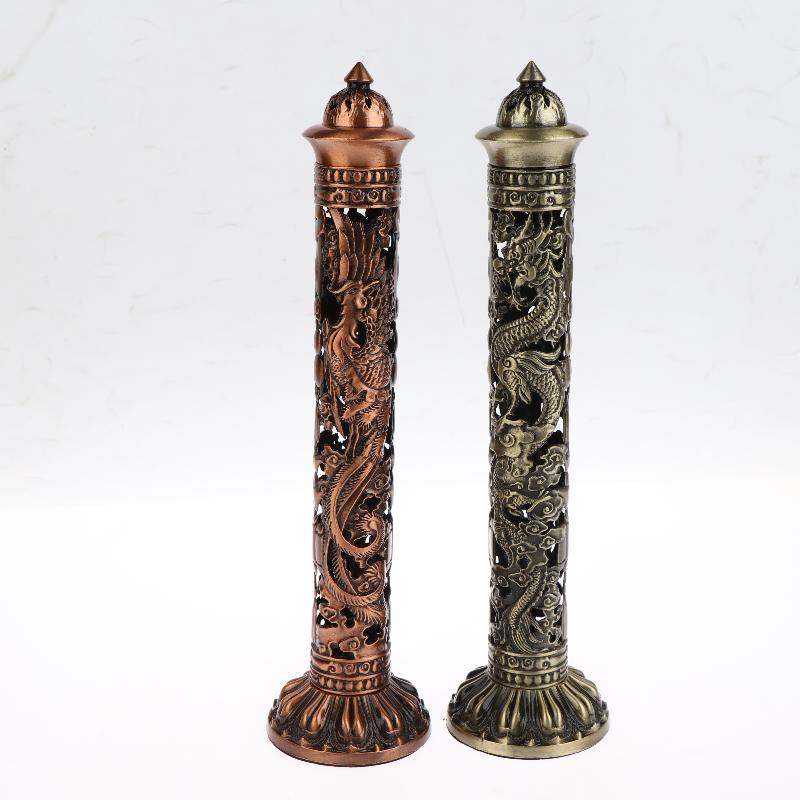 Retro vertikální kadidlo, Buddha, srdce, sútra, drak, fénix, sloup, kovová vonná tyčinka, domácí kancelář, obřadní dekorace