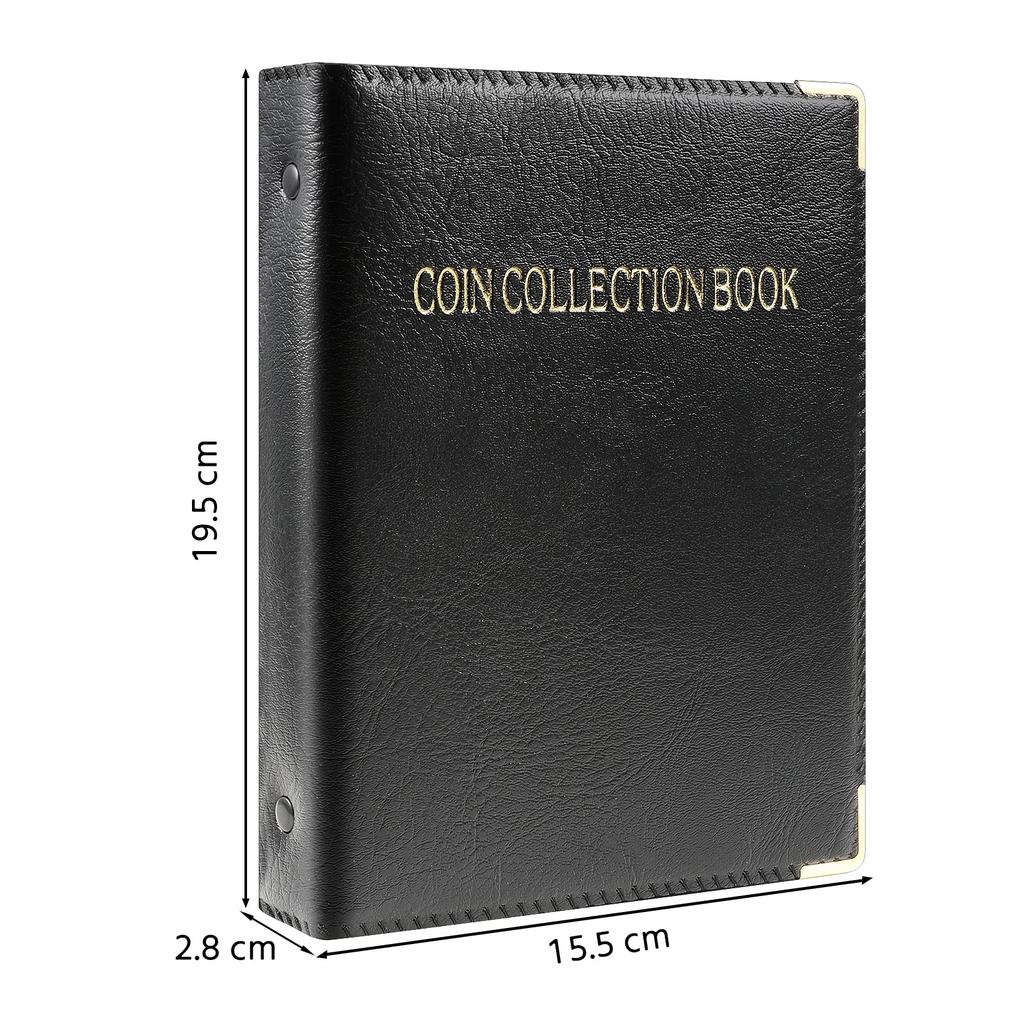 PAKESI Coin Album, Coin File, Large Capacity, Holds 480 Coins, Pocket Size 3*3CM, for Coin Collecting, Antique Coins, Currency, Coin Collection File,