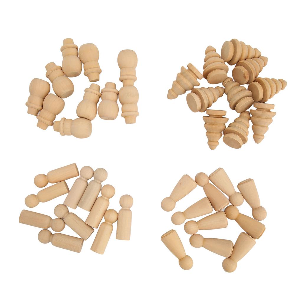 40 Pcs Wood Peg Dolls Unfinished Smoother Edges Cute Shape DIY Christmas Tree Peg Dolls for Crafts