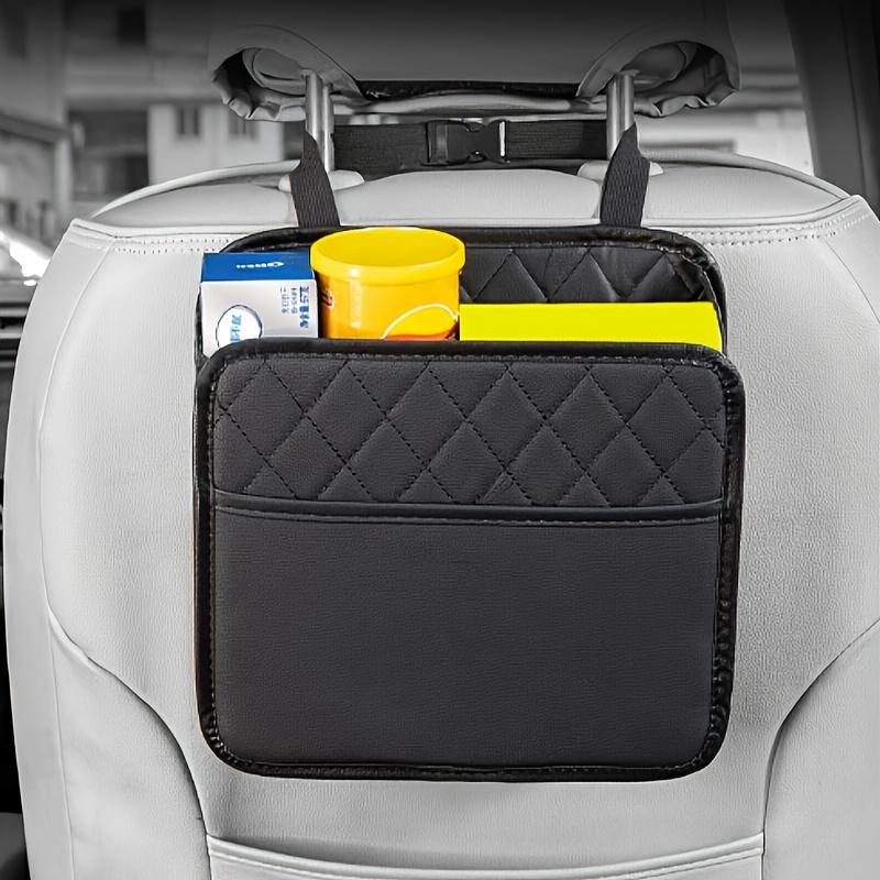 Universal Car Seat Hanging Storage Bag - Multi-Pocket Organizer with Durable Leather, Spacious Design for SUVs, MPVs & Sedans - Black