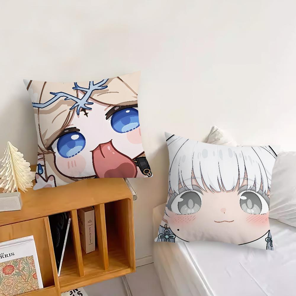 Game Wuthering Waves face Q-version cushion cover Pillow Cover Decoration Room Home Sofa living Office Car Nordic Simplicity