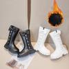 Autumn Winter Girls Boots Bow Lace Princess Shoes Outdoor Non-slip Child High Top Boots Windproof Waterproof Kids Casual Shoes